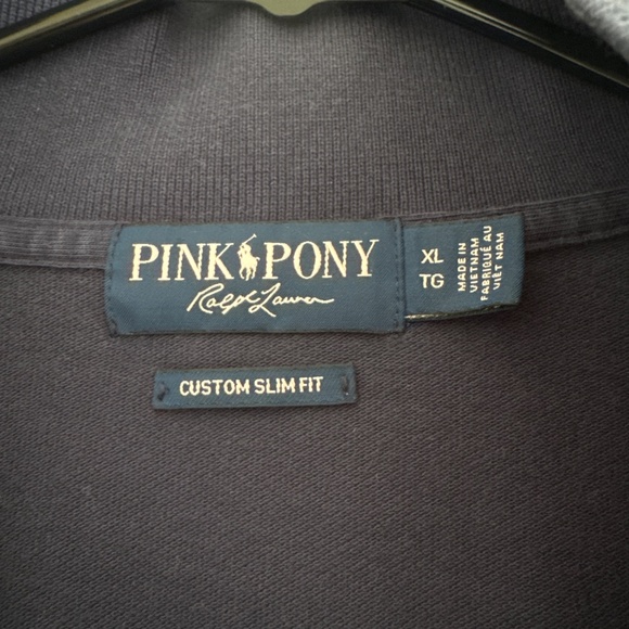Vintage Ralph Lauren Pink Pony Polo in Navy - Picture 3 of 5